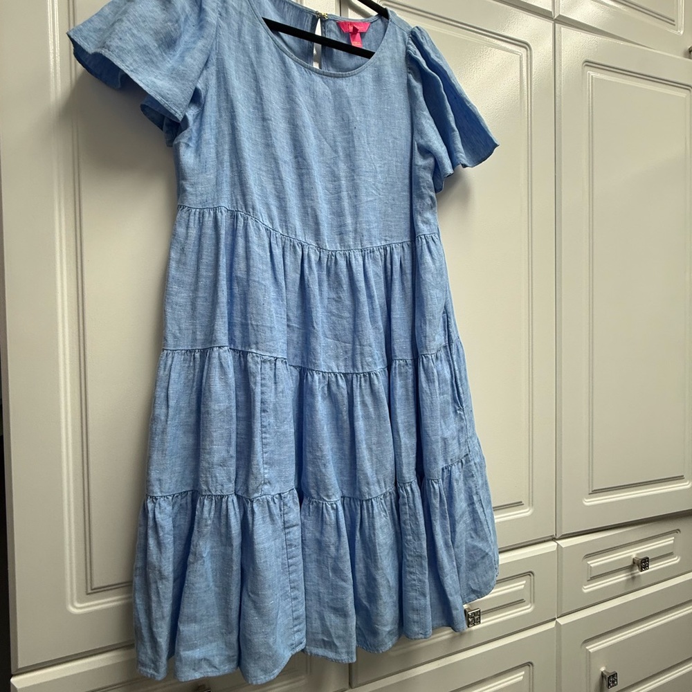 Lilly Pulitzer Blue Linen Dress Size M - Picture 3 of 5